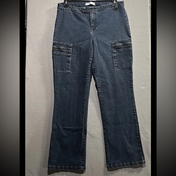 RARE Y2K Tommy Hilfiger High Rise Flare Jeans Zip Pockets Jean Ring 16x32(16x31) - Picture 1 of 16